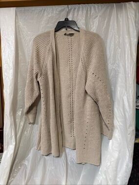 Cozy Open-Front Light Beige Knit Cardigan Members Mark size XXL